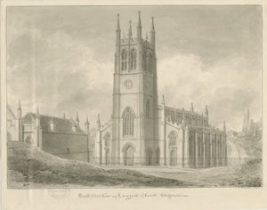 Longport kirke - St. Pauls: sepia-tegning av John Chessell Buckler