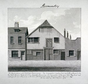 Møtehuset til St Mary Magdalen i Court Yard, Bermondsey Square, London, c1828 av John Chessell Buckler