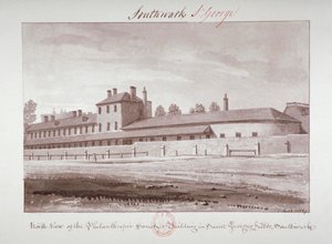 Nordlig utsikt over Philanthropic Society Institution på London Road, Southwark, London, 1827 av John Chessell Buckler