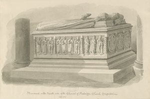 Penkridge Church - Tomb of [Edward Littleton]: sepia-tegning av John Chessell Buckler