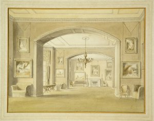 Bildegalleri i Tabley House, 1809 (wc over blyant på papir)