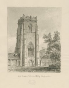 Ranton Abbey [Priory] - Tårnet: sepia-tegning av John Chessell Buckler