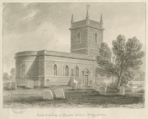 Rocester Church: sepia-tegning, [1841] (tegning) av John Chessell Buckler