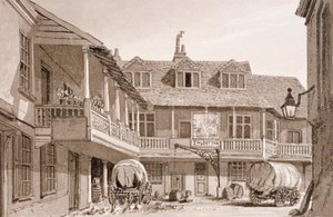 The Tabard Inn på Borough High Street, Southwark, London, 1827.