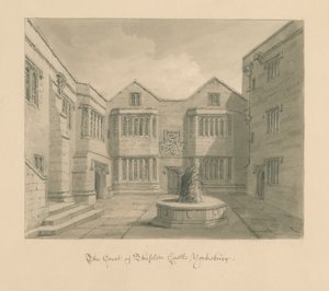 Yorkshire - Skipton Castle: sepia-tegning av John Chessell Buckler