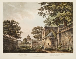 Interiør av Fosses of the Bastille, Del av Arsenal, illustrasjon fra Versailles, Paris og Saint Denis, pub. 1809 (akvatint) av John Claude Nattes