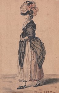 A Lady of Fashion med svart sjal og svarte sko av John Collet