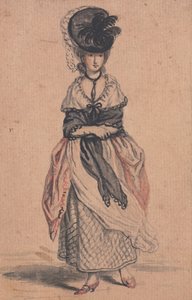 A Lady of Fashion med svart sjal og røde sko av John Collet