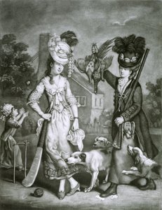 Miss Wicket and Miss Trigger, 1778 (mezzotint)