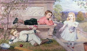 Farrer-barna, Gaspard, Henry og Cecilia i hagen til et landsted i Berkshire av John Collingham Moore