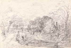 En bro nær Salisbury Court, kanskje Milford Bridge av John Constable