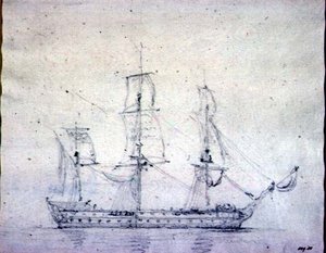 A Man-o-war (grafitt på papir) av John Constable