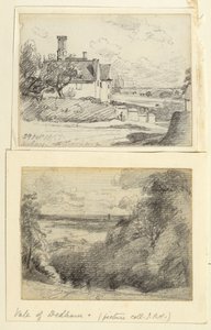 A Manor House, 1815, og Dedham fra nær Gun Hill, Langham, ca. 1815 av John Constable