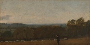 En hyrde i et landskap ser over Dedham Vale mot Langham av John Constable