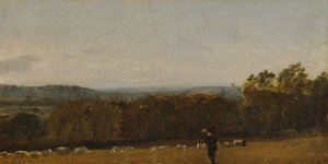 En hyrde i et landskap som ser over Dedham Vale mot Langham, ca. 1811. av John Constable