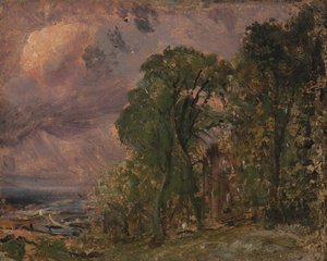 En utsikt over Hampstead med stormfullt vær av John Constable