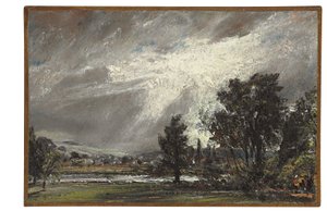 Utsikt over Salisbury (olje på papir lagt ned på lerret) av John Constable