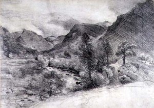Borrowdale, Morning, ca. 1806 (blyanttegning på papir) av John Constable