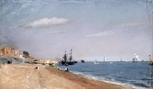 Brighton Beach med colliers, 1824 (olje på papir)