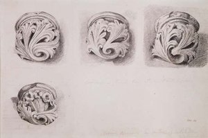 Corbels i Solihull Church, Warwickshire (tegning) av John Constable