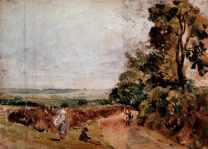 Landevei mellom East Bergholt og Flatford Maleri av John Constable (1776-1837) 1811 ca. Sol. 24,2x33 cm London, Victoria and Albert Museum av John Constable
