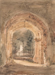 Østre Bergholt kirke, med utsikt over den sørlige buegangen til det ødelagte tårnet av John Constable