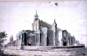 Østre Bergholt kirke: eksteriøret fra sør-vest (tegning) av John Constable