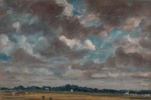 Omfattende landskap med grå skyer, ca. 1821. av John Constable
