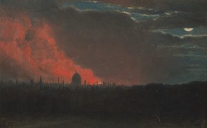 Brann i London, sett fra Hampstead, 16. oktober 1834, sett fra Hampstead, ca. 1826. av John Constable