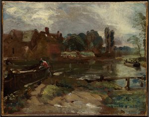 Flatford Mill sett fra slusen av John Constable
