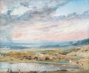 Hampstead-heia, med dam og badegjester av John Constable