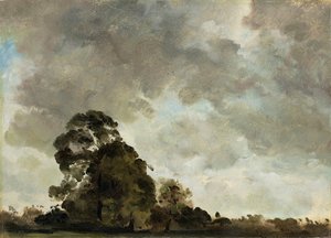Landskap ved Hampstead, Tree and Storm Clouds, ca. 1821 (olje på papir lagt ned på panel) av John Constable