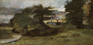 Landskap med hytter, 1809-10 av John Constable