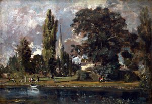Salisbury Cathedral og Leadenhall fra elven Avon, 1820 av John Constable