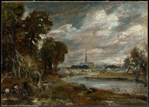 Salisbury-katedralen sett fra elven Nadder av John Constable
