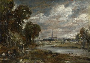 Salisbury katedral fra elven Nadder, ca. 1829 av John Constable