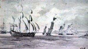 Frakt i en bris i Themsen eller Medway (grafitt på papir) av John Constable