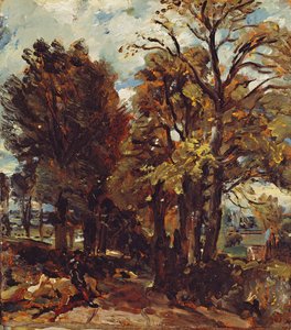 Sketch of a Lane at East Bergholt, ca.1810 (olje på papir lagt på lerret) av John Constable