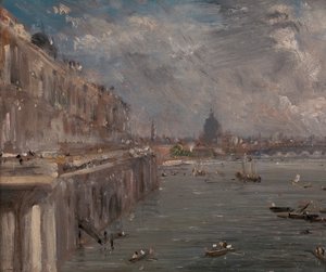 Somerset House Terrace fra Waterloo Bridge av John Constable