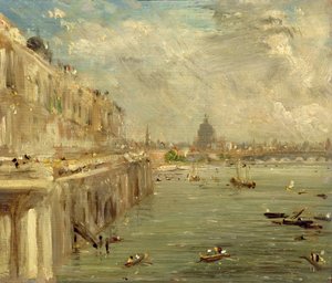 Somerset House Terrace fra Waterloo Bridge, ca. 1819 av John Constable