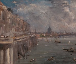 Somerset House Terrace fra Waterloo Bridge, ca. 1819. av John Constable