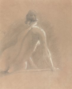 Studie av en kvinnelig nakenfigur, sett bakfra (kritt på papir) av John Constable