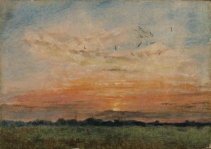 Solnedgang (olje på lerret) av John Constable
