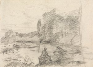 To figurer ved en elv av John Constable