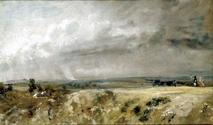 Utsikt på Hampstead Heath (olje på lerret) av John Constable
