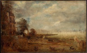 Waterloo Bridge sett fra Whitehall Stairs av John Constable