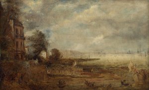Waterloo Bridge sett fra Whitehall Stairs, ca. 1829 av John Constable