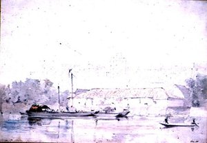 Windsor Castle fra elven, 1802 (blyant og rødt kritt og akvarell) av John Constable