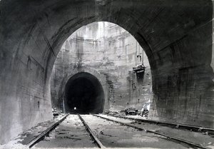 Flott ventilasjonssjakt, Kilsby Tunnel, Northamptonshire, 1837-38 (penn og blekk og vask på papir)