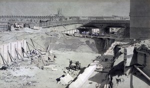 Hampstead Road Bridge, fra Camden-siden, 16. august 1836 (penn og blekk og vask på papir) av John Cooke Bourne